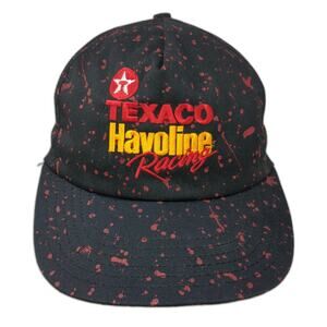 Sports Image 5 Panel Black Hat OS Snapback Texaco Havoline Racing USA Vintage